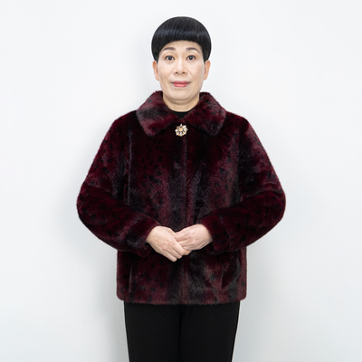 妈妈冬装外套上衣翻领水貂绒皮毛