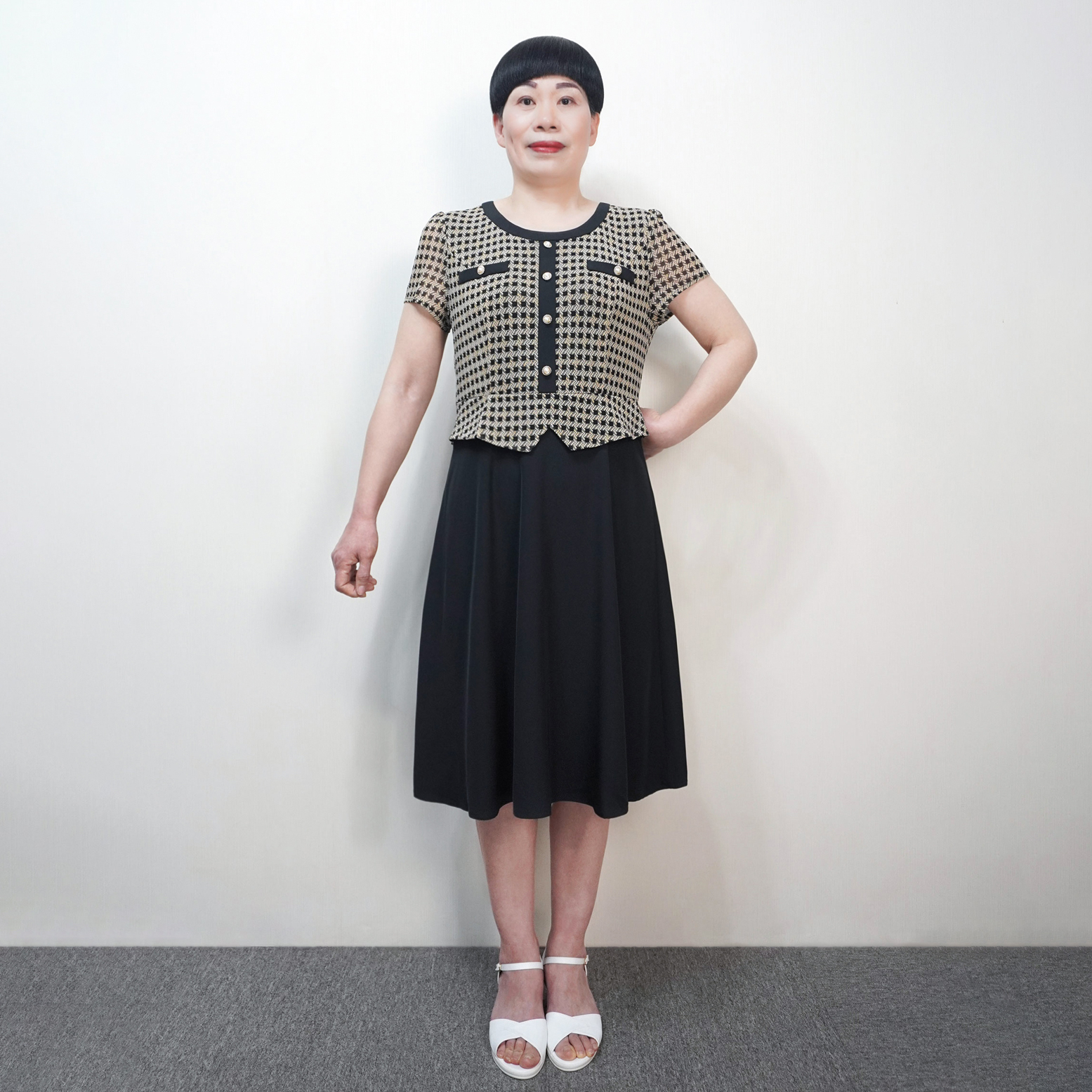 妈妈连衣裙夏装假两件显瘦中长裙