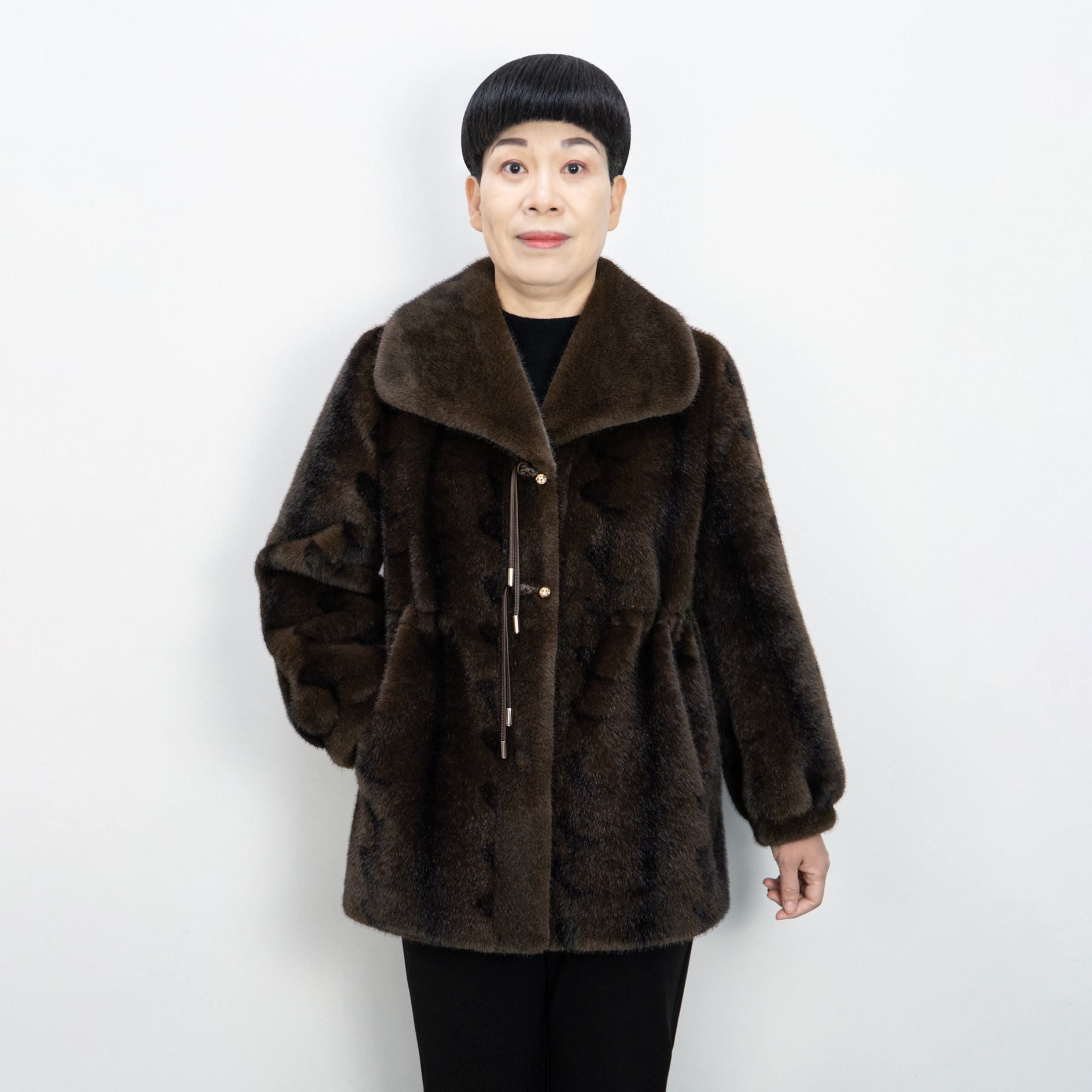 妈妈冬装外套中长款水貂绒皮毛