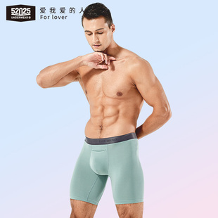 52025定制色彩舒适骑行运动长平角男内裤 衩 莫代尔治愈加长四角裤