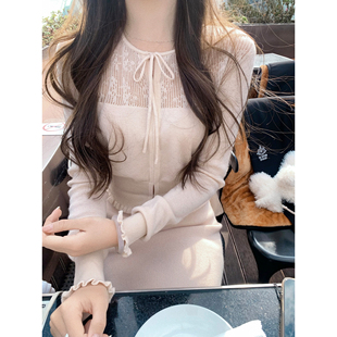 许许然Madeleine【娇娇粉粉】圆领长袖粉色羊毛女士针织开衫外套