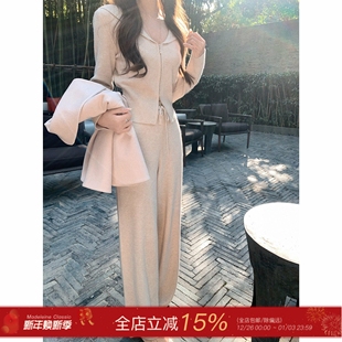 慵懒风宽松羊毛针织阔腿裤 许许然Madeleine 冬季 裤 女 少女lp裤