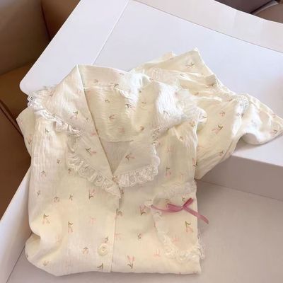 纯棉睡衣女春秋季长袖网红ins小香风女士云朵棉可外穿家居服套装