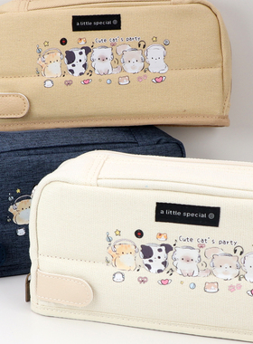 日本kokuyo国誉一米新纯系列HACO笔袋DIY可爱猫咪学生文具收纳袋