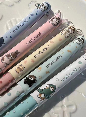 新款sakamoto鲨鱼猫限定mimi耳朵笔多功能黑红双色笔合一圆珠笔