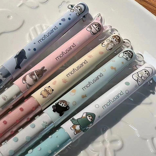 新款sakamoto鲨鱼猫限定mimi耳朵笔多功能黑红双色笔合一圆珠笔