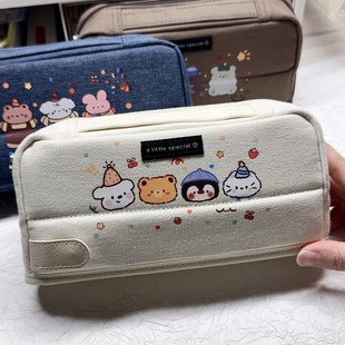 KOKUYO国誉小动物笔袋DIY美式 学生用HACO文具袋 复古大容量站立式