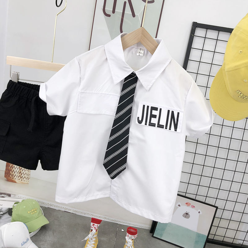 儿童学生服男女童白色衬衫2025春夏秋冬季童装宝宝纯棉洋气衬衣潮