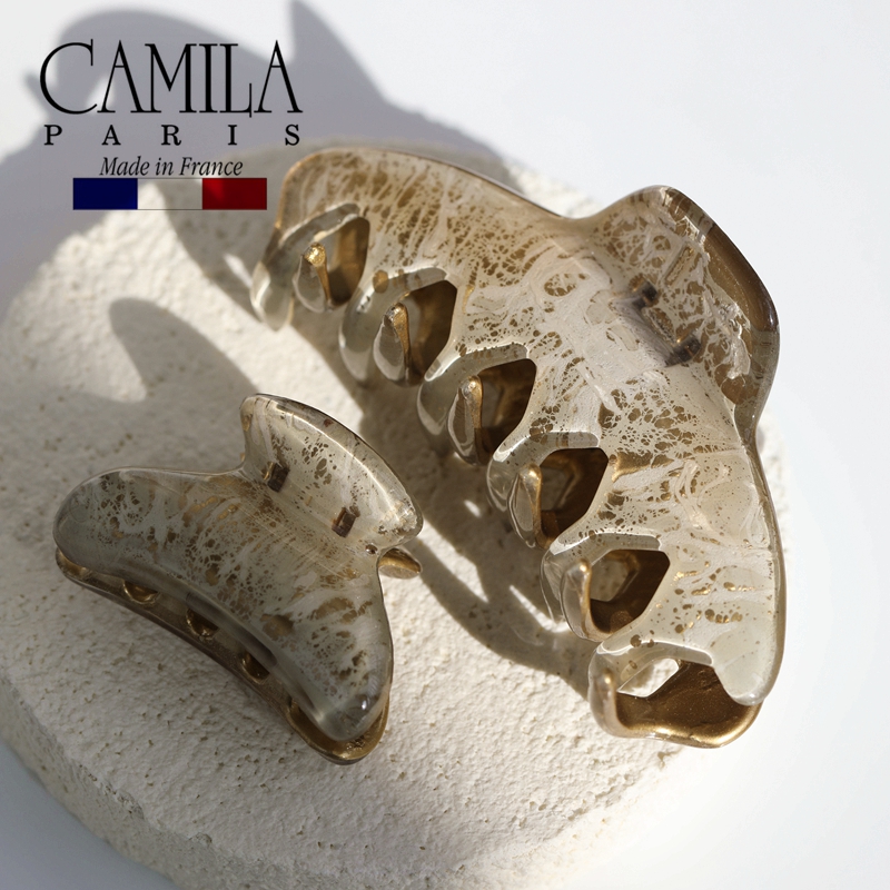 进口现货章小蕙Camila Paris法国发夹法式优雅小众鲨鱼夹复古印花