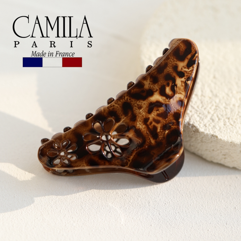 进口现货Camila Paris法国卡蜜拉复古法式抓夹豹纹盘发鲨鱼夹抓夹