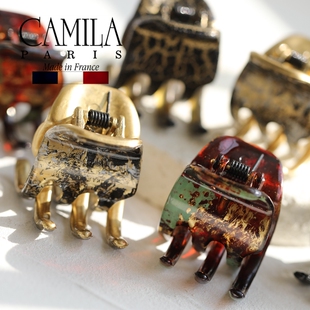 CAMILA PARIS卡蜜拉法国复古印花抓夹3.5cm长齿中发量蛇纹2025新