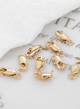 14K包金珠DIY配件鱼尾扣弹簧扣龙虾扣连接扣一个手链项链带圈