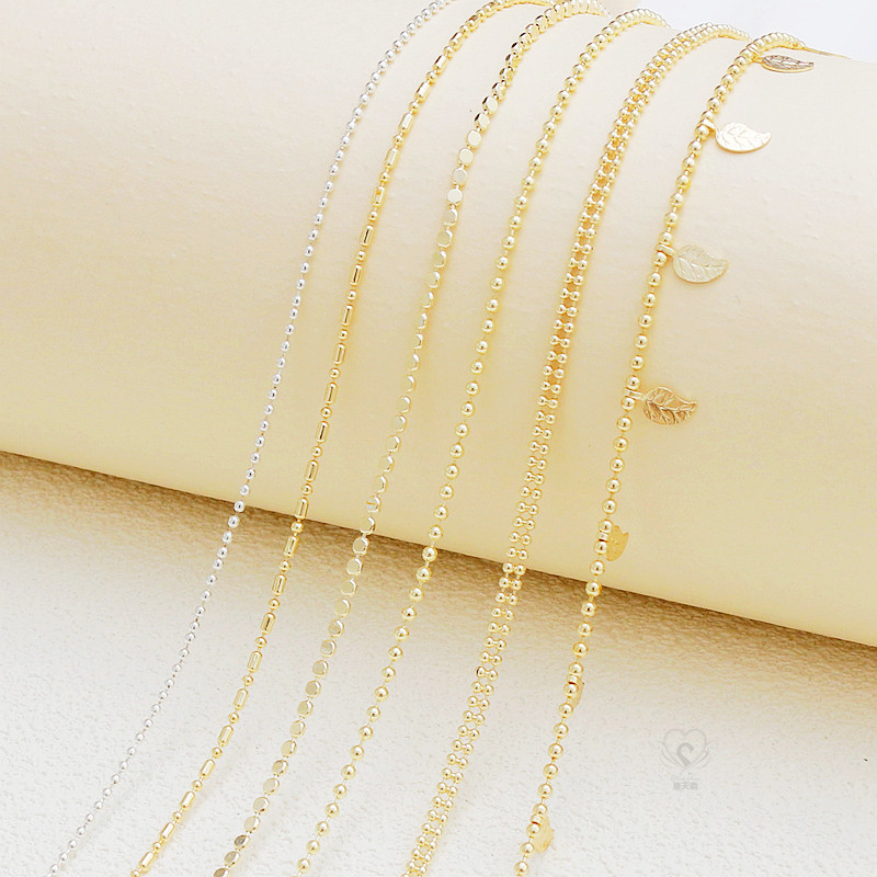 14K保色包金豆豆珠珠链长方光面珠叶子链条半成品diy细链散链配件,饰品/流行首饰/时尚饰品新,链条,淘宝优惠券,粉丝福利购,淘宝优惠卷