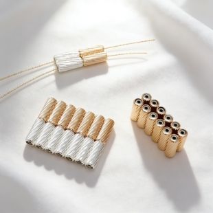 14K包金保色铜镀金镀银批花磁吸管桶珠直管diy手链项链磁铁手排扣