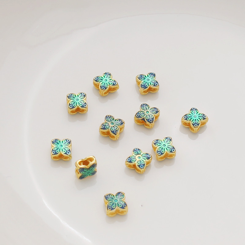 古法金保色滴油四叶草通孔隔珠垫珠diy绳子项链手链隔片吊坠配件,饰品/流行首饰/时尚饰品新,其他DIY饰品配件,淘宝优惠券,粉丝福利购,淘宝优惠卷