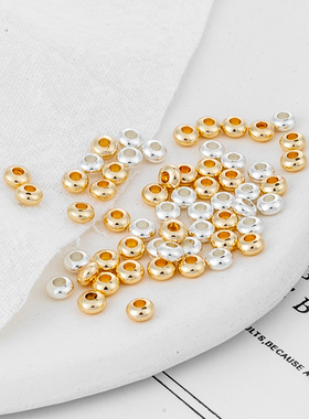 14k包金保色金珠DIY手链算盘隔珠直径3/4/5mm 隔珠配100颗一份