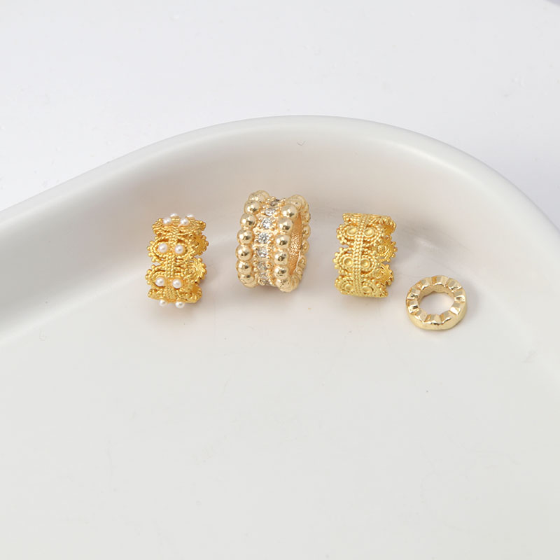 保色哑金蕾丝桶珠diy配件