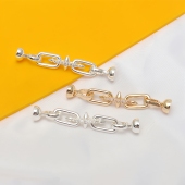 14K包金保色镶锆石双头链条方扣珍珠扣手链手串DIY饰品配件链接扣