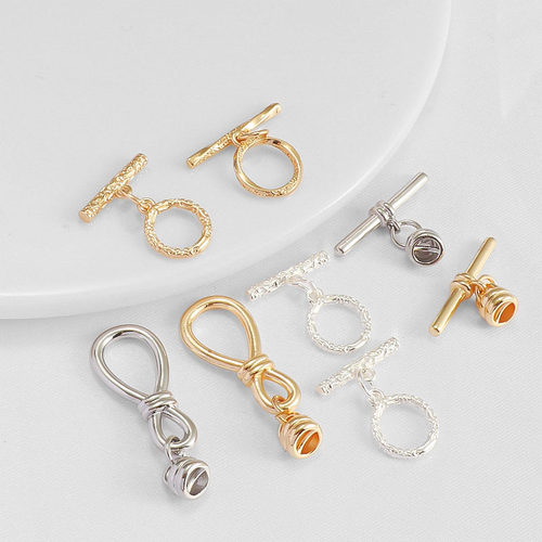 14K保色镀金打结8字压纹OT项链手链珍珠IQ扣链接项链diy饰品配件