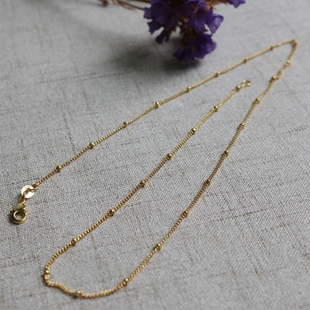 18k包金保色项链18英寸夹珠链宽约1.2mm侧身项链diy饰品46厘米