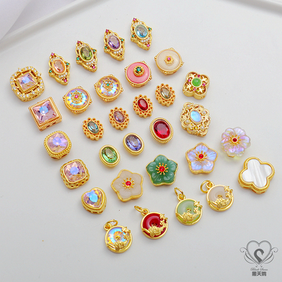 18K包金月光猫眼隔珠diy饰品配件