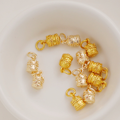 哑金旋转木马爱心纹吊坠diy手串