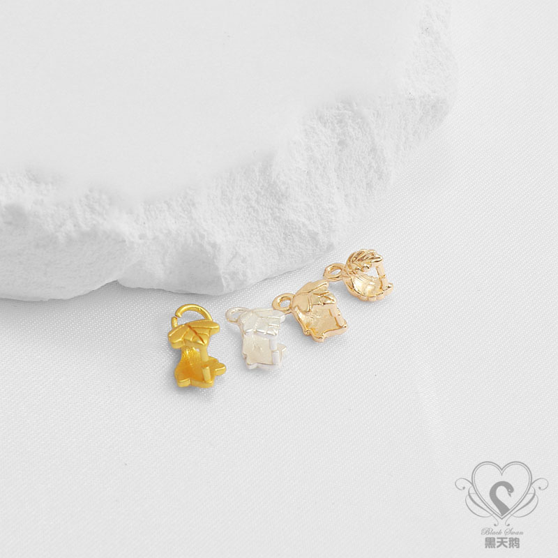 diy包金树叶子水晶玉石吊坠扣