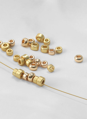 14k包金保色桶珠圆柱3*5mm隔珠光面手链项链diy手工材料串珠