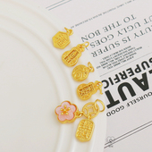 18k保色哑金福葫芦牌子平安富贵吊牌手链项链三套挂件diy饰品配件