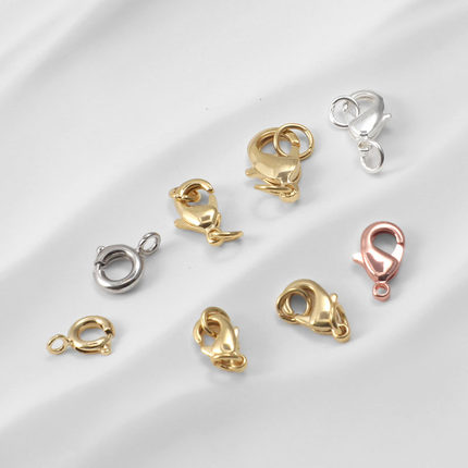 14K包金珠DIY配件龙虾扣弹簧扣5*10/6*12mm手链项链保色连接扣