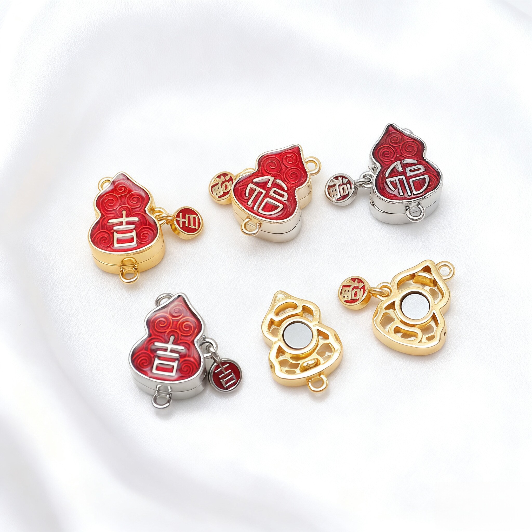 14K包金保色葫芦滴油字磁铁扣福吉吸铁扣头diy手链项链连接扣收尾