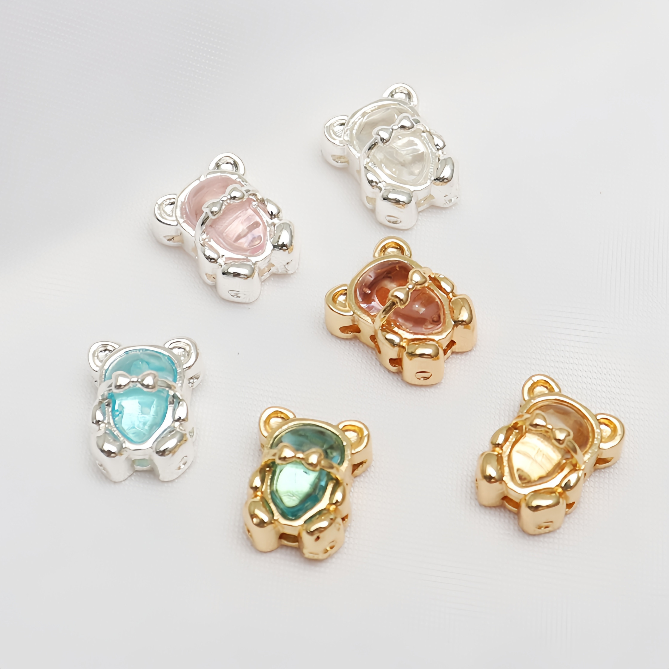 14K包金保色葫芦熊水晶镶嵌串珠隔珠diy饰品手链项链手工材料配件