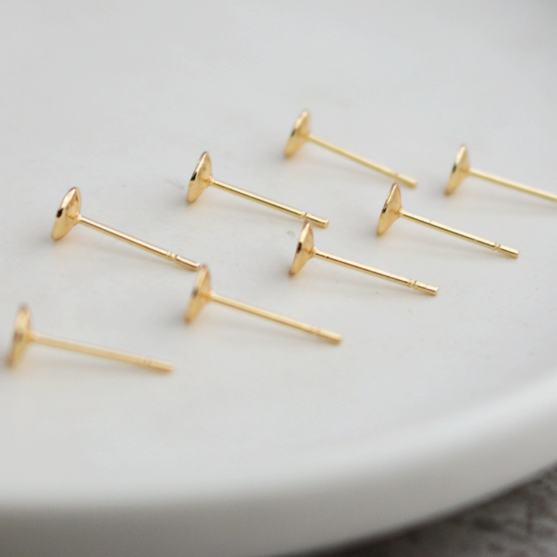 14k包金保色配件粘贴珍珠耳针