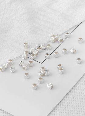 14K包金保色银珠切花珠3mm/4mm/5mm圆珠 diy饰品配件 100颗一份