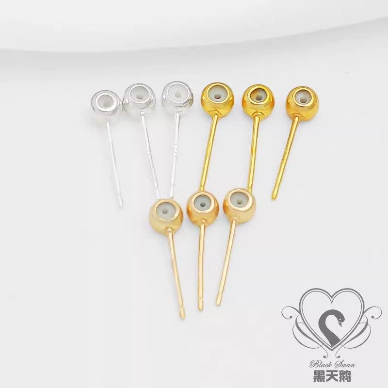 14K包金18K保色配件胶珠耳针硅胶调节4mm胶珠diy手工饰品材料10只