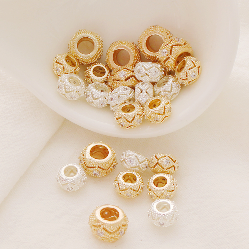 保色锆石大孔车轮珠diy饰品