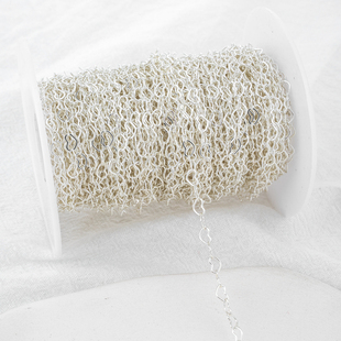 银色保色包银爱心形链子链条半成品diy配件链子3*4mm散链首饰材料