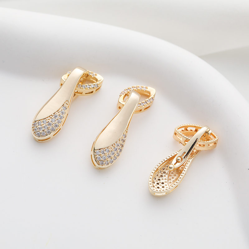 14k镶嵌锆石仙人掌椭圆链接扣diy