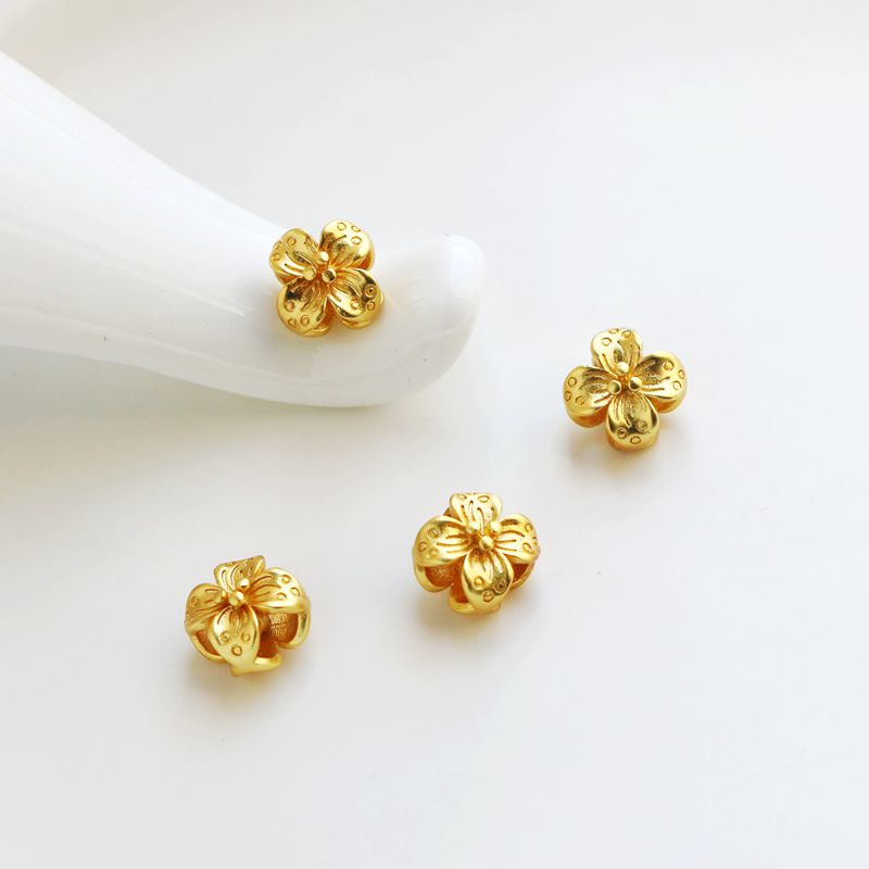 哑金双面通孔四叶花diy饰品