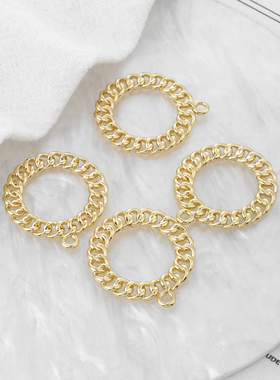 14K保色镂空花环吊坠diy配件