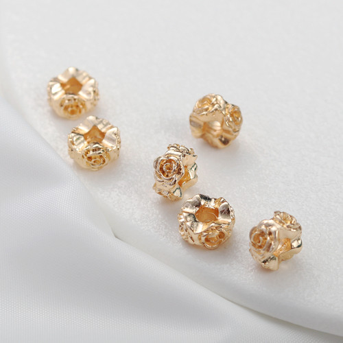 14K保色切边花朵隔珠diy配件