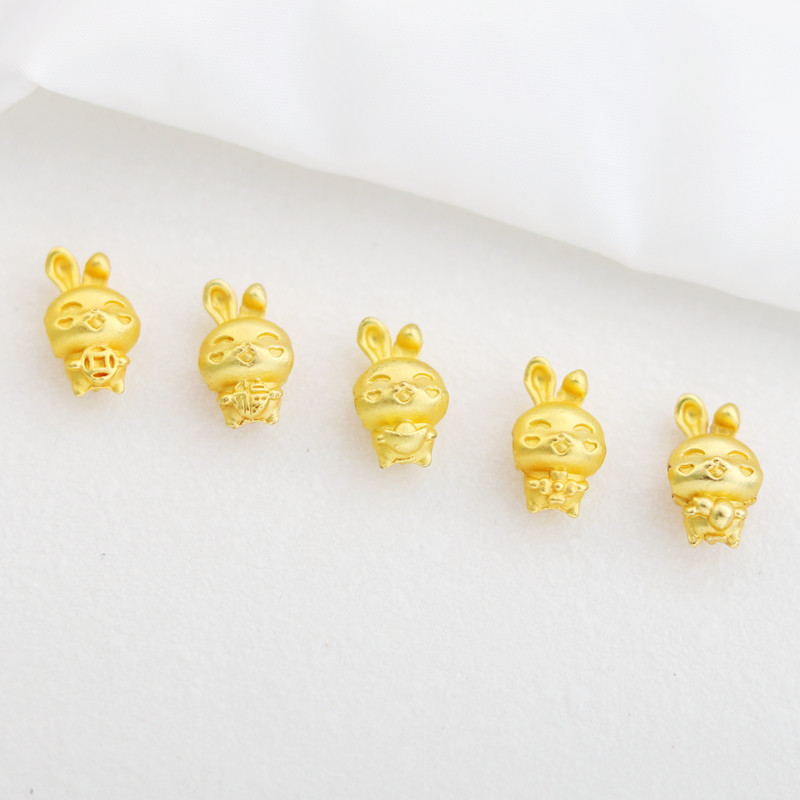 保色哑金多款兔子通孔隔珠diy图片