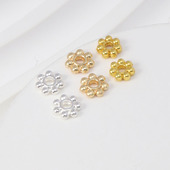 6mm 保色金珠14K花片手链隔片平片DIY饰品散珠 100颗一份