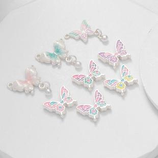 银包合金保色厚镀银色蝴蝶滴油贝珠手链项链隔珠diy饰品串珠配件