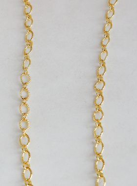 14k包金保色3.5mm压纹蛋形椭圆0链diy耳饰手链项链材料配件散链条