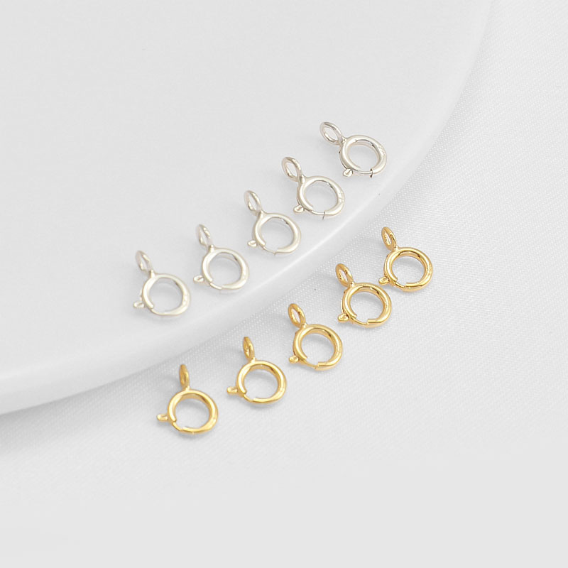 S925纯银镀金弹簧扣手工DIY