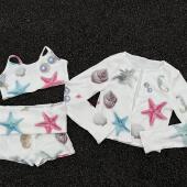 三件套辣妹套装 DOLLKISS海星海洋生物印花针织吊带短裤 开衫