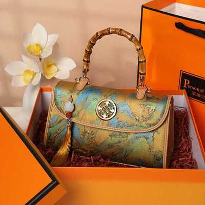 新中式国潮女包复古中国风竹节婚礼妈妈手提包配旗袍高级感小包包