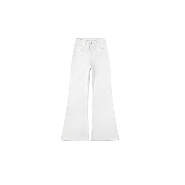 【玉米专享】带弹力白色三防牛仔早秋宽松不贴腿百搭喇叭裤