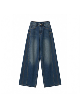 【书婷专享】加绒-结构直筒牛仔裤